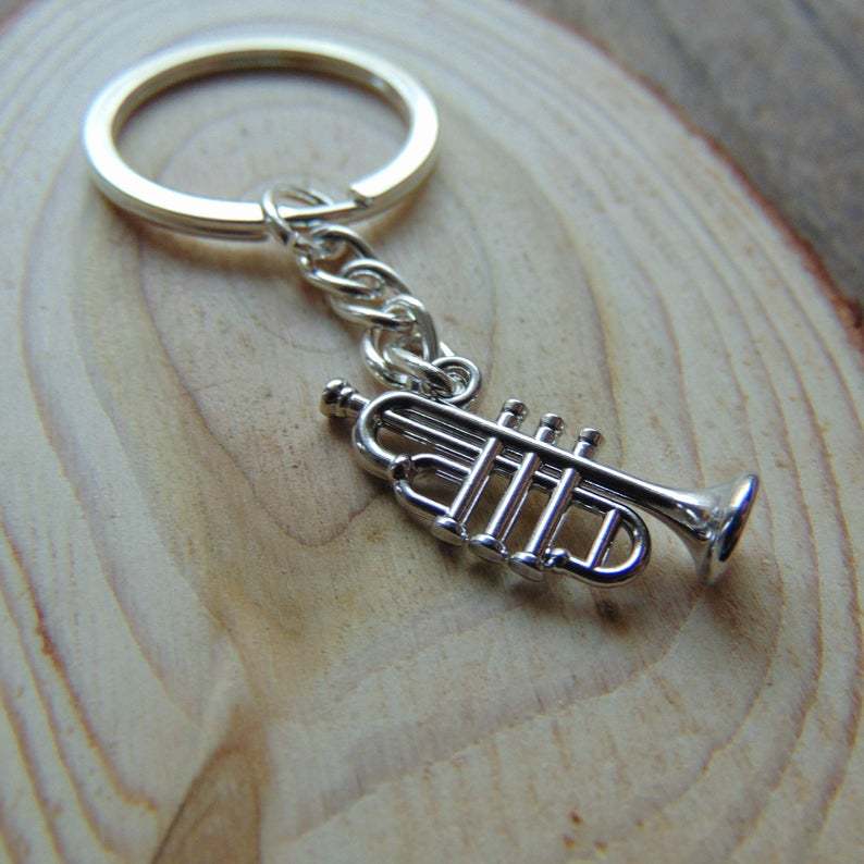 Musical Instrument Horn - trombone keychain Horn keyring Trumpet keychain