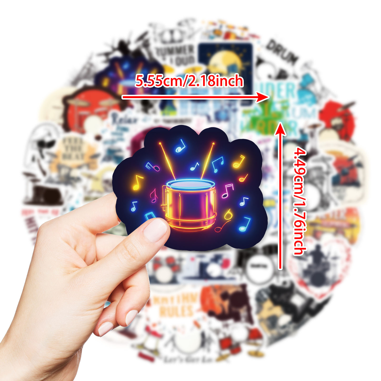 10/50PCS Drum Cartoon Stickers - Musical Instruments Cartoon ulasan dan harga