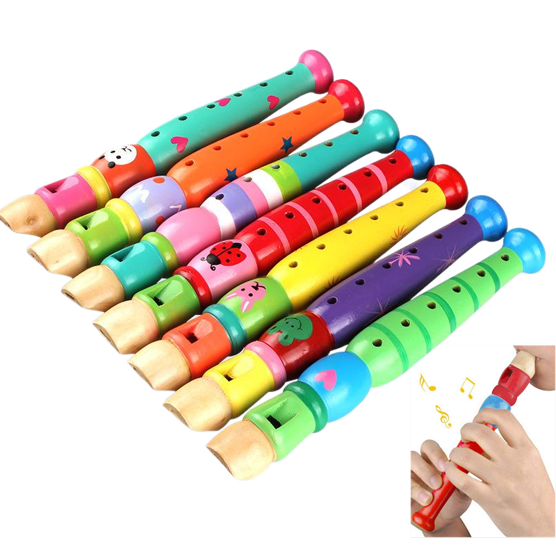 2pcs Wooden Flute 20cm Colorfu - Musical Instrument Drawing ulasan dan harga