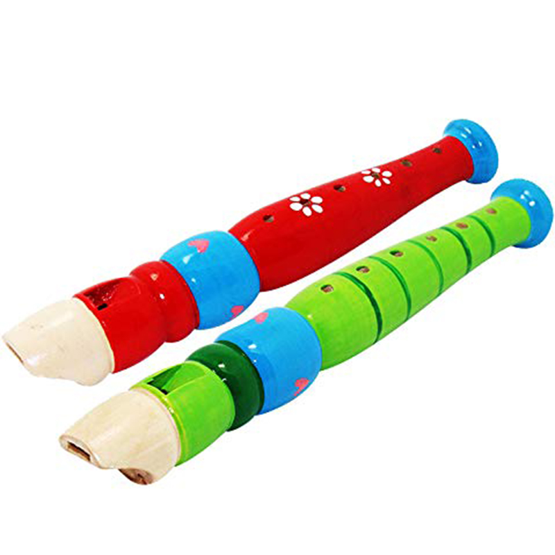 2pcs Wooden Flute 20cm Colorfu - Musical Instrument Drawing ulasan dan harga