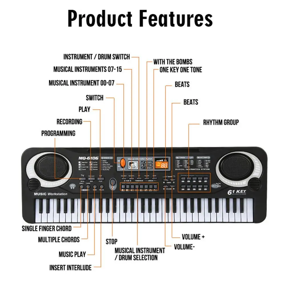 Kids Electronic Piano Keyboard - Musical Instrument Drawing ulasan dan harga